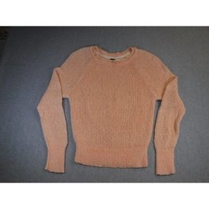 Womans Free People loose knit round neck pullover sweater peach size Medium